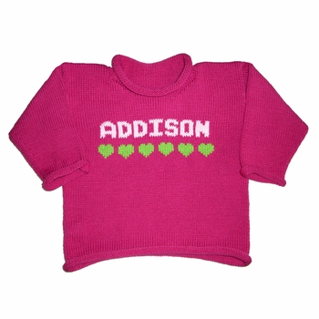 personalized girls hearts sweater