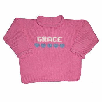 personalized girls hearts sweater