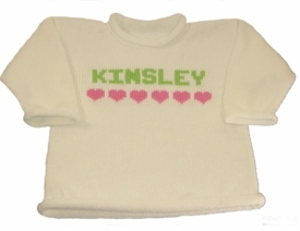Personalized Girls Hearts Sweater