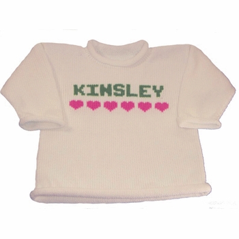 personalized girls hearts sweater