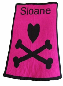 personalized heart and crossbones blanket