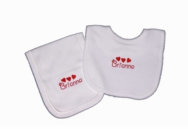 Personalized Heart Bib and Burp Set