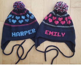 personalized hearts ear flap hat