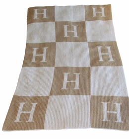 personalized initial and block blanket
