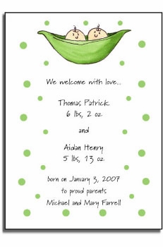 personalized invitations  2 peas in a pod