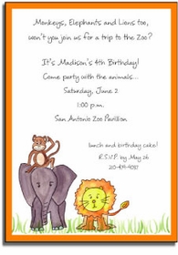 Personalized Invitations - 3 Zoo Friends