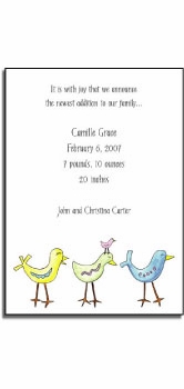 personalized invitations - birds on parade