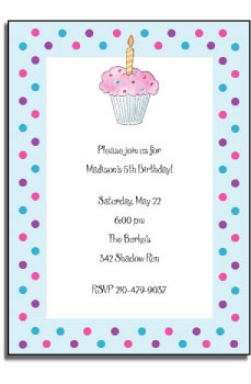 personalized invitations  birthday cupcake