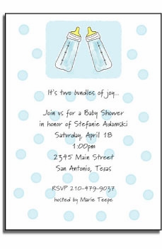Personalized Invitations - Blue Baby Bottle