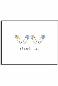 Personalized Invitations - Blue Diaper Pins Thank You