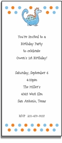 Personalized Invitations - Blue Dinosaur