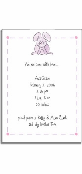 Personalized Invitations - Cuddly Bunny