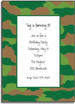personalized invitations - green camo