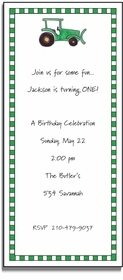 Personalized Invitations - Green Tractor