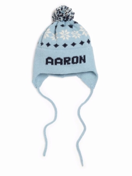 Personalized Knit Snowflake Ear Flap Hat