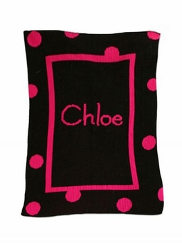 Personalized Large Polka Dot Full Blanket with Monogram and Name