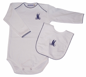 Personalized Long Sleeve Bodysuit with Picot Trim