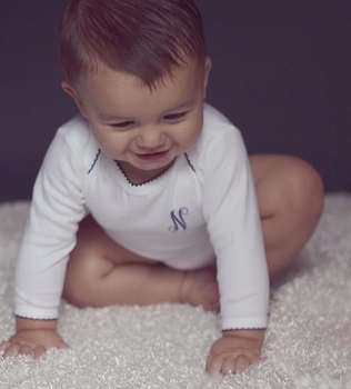 Personalized Long Sleeve Bodysuit with Picot Trim