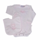 Personalized Long Sleeve Bodysuit with Pink Picot Trim <br> (and Optional Matching Bib)