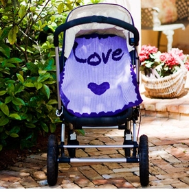 personalized love heart baby blanket and scalloped edge