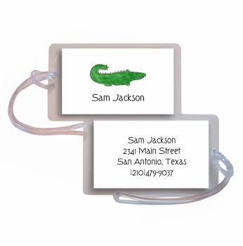 personalized luggage tags  green gator tag
