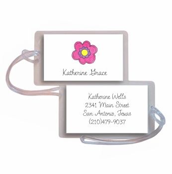 personalized luggage tags - pink daisy tag