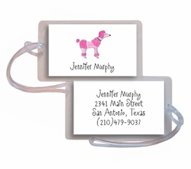 Personalized Luggage Tags - Pink Poodle Tag