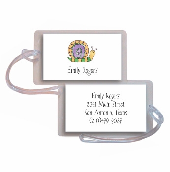 personalized luggage tags  swirly snail tag
