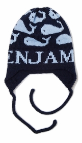 personalized many whales hat with earflaps