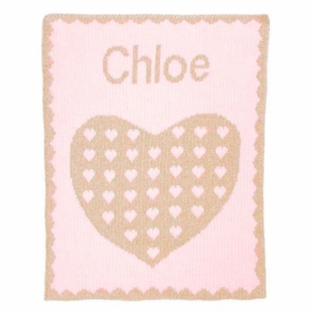 personalized metallic heart on heart blanket