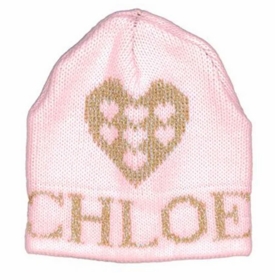 personalized metallic heart on heart hat