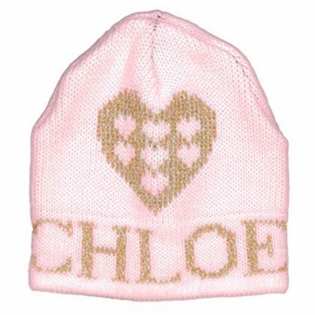 personalized metallic heart on heart hat with earflaps