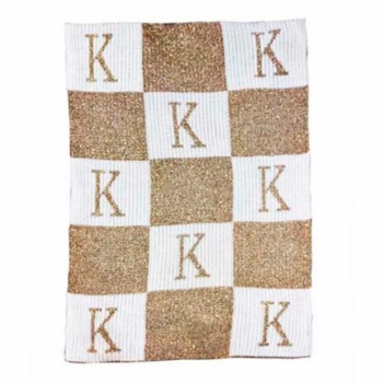 personalized metallic initial & blocks blanket
