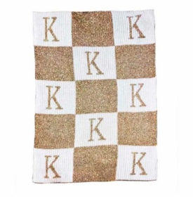 personalized metallic initial & blocks blanket