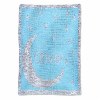 personalized metallic moon & stars blanket