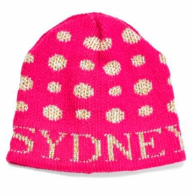 personalized metallic polka dot hat with earflaps
