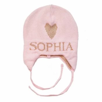 personalized metallic single heart hat with earflaps