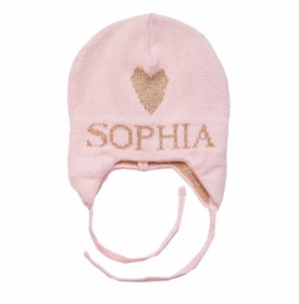 personalized metallic single heart hat with earflaps