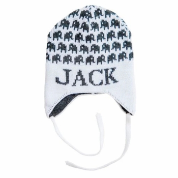 personalized mini elephants hat with earflaps