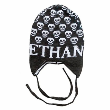personalized mini skulls hat with earflaps