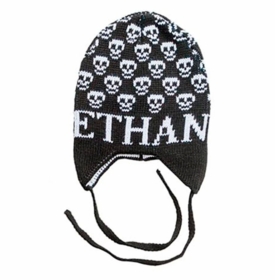 personalized mini skulls hat with earflaps