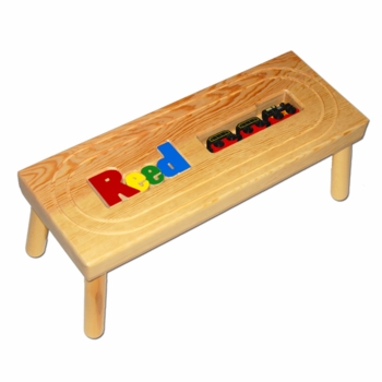 Personalized Name Puzzle Stool with Locomotive Train