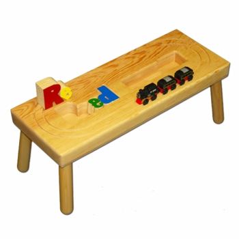 Personalized Name Puzzle Stool with Locomotive Train