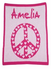 Personalized Peace & Hearts Blanket