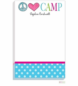 personalized - peace love camp notepad