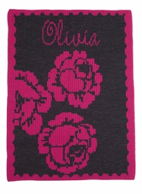 Personalized Peony & Name Blanket