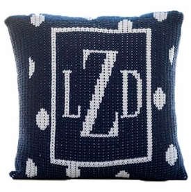 Personalized Pillow with Large Polka Dots and Border (Thin Inner)