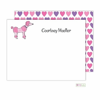personalized - pink poodle flat notes