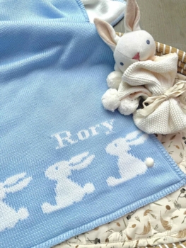 personalized rabbit baby blanket