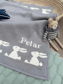 personalized rabbit baby blanket